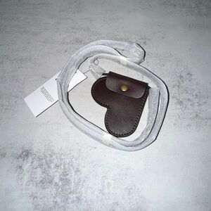 Coach Heart Pouch Lanyard in Brass/Maple Brown Waxed Smooth Leather NWT